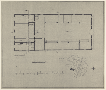 217540 Plattegrond en situatie van de boerderij Jutfaseweg 6 te Utrecht.